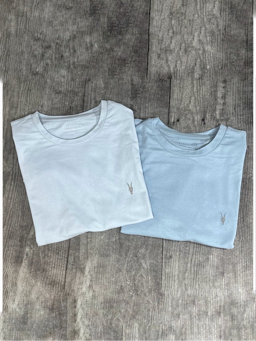 AllSaints Ramskull Embroidered Crew T-Shirts Blue 2-Pack ~ Size M ~ Item #X2
